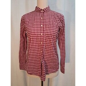 J.Crew Gingham Cotton Boy Fit Shirt Long Sleeve Red Pink F5712 Size 4P